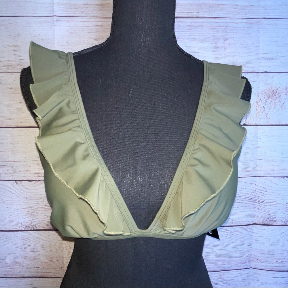 NWT Express ruffle strap triangle bikini swim top